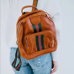 Moda Luxe Scarlett Red/Green stripe backpack